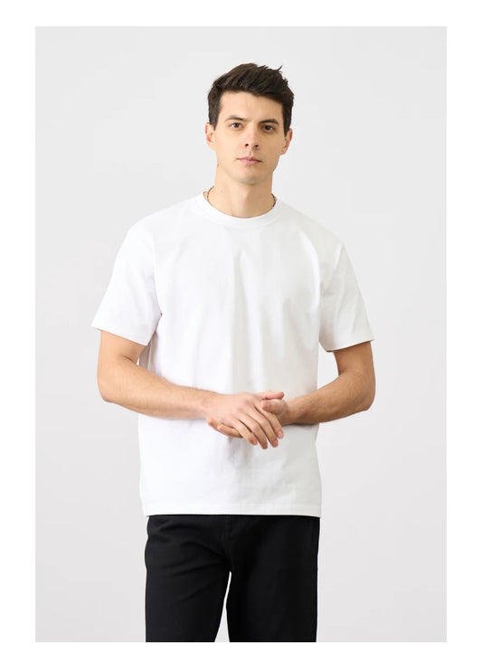 SIMWOOD 2025 Men’s Oversized 100% Cotton T-Shirt – Breathable &amp; Comfortable Spring/Summer Top, 310gsm