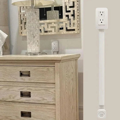 New 1-Piece Power Socket Extender with 2 Outlets, 180° Rotatable and Stretchable Length, Punch-Free Power Strip Extension Cord