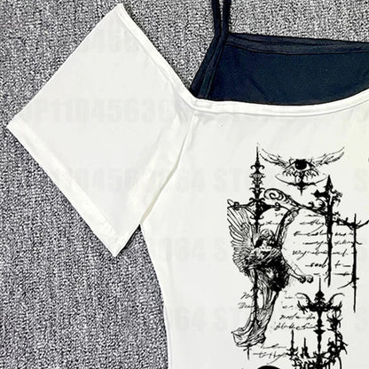 Y2K Aesthetic Grunge Graphic Crop Tank Top – Sleeveless Gothic Vintage Style for Women