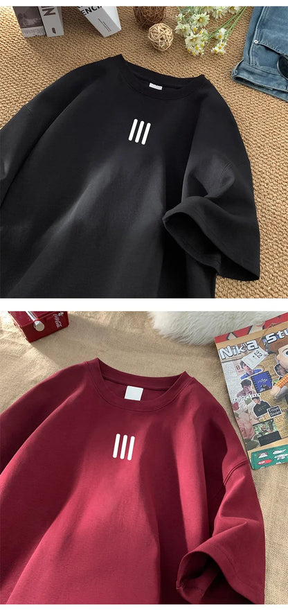 Men's Oversized Cotton T-Shirts – 2024 New Casual Summer Printed Tees, Fashionable and Comfortable, Available in White and 3XL Size.