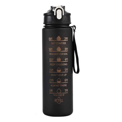 Time-Marked Sports Water Bottle with Straw and Leak-Proof Flip Lock – Portable Hydration Bottle for Outdoor Activities