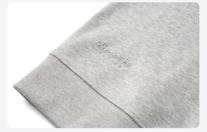 SIMWOOD 2025 Oversized 340gsm Brushed Fleece Sweatshirt – Embroidered Heavy-weight Pullover for Men