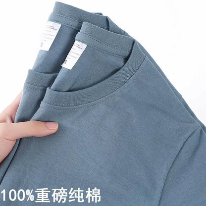 Unisex Loose Fit Cotton T-Shirt with O-Neck and Short Sleeves, Solid Color Summer Top for Men and Women, Sizes M to 4XL, Korean Style