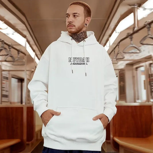 Men’s Autumn Kawaii Bear Graphic Pullover Hoodie – Hip Hop Streetwear with Pocket, Y2K Vintage Style