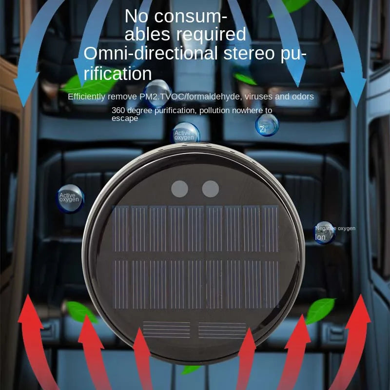 Solar-Powered USB Car Air Purifier – Compact Auto Air Freshener &amp; Odor Eliminator with Solar Charging
