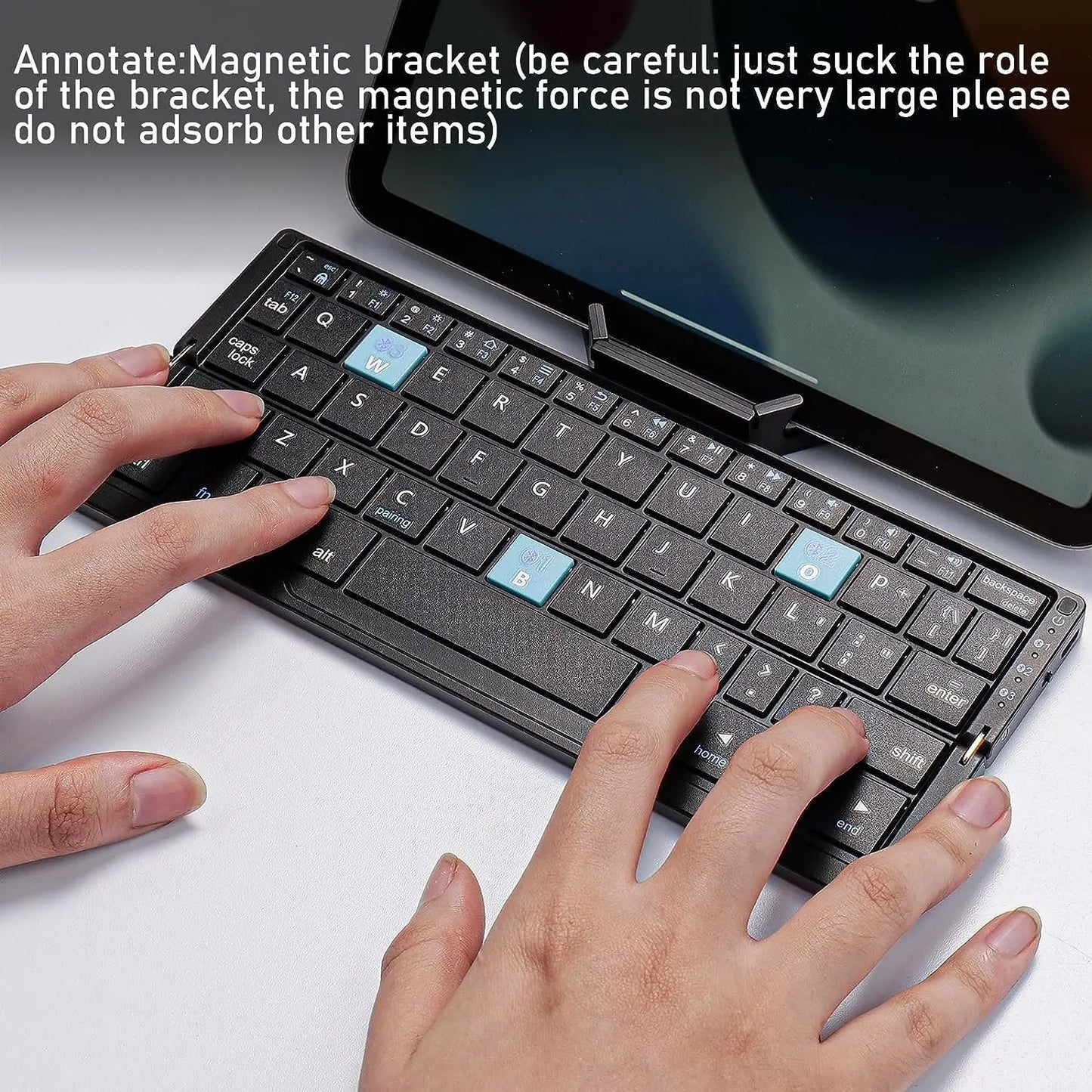 Jomaa Mini Portable Folding Bluetooth Keyboard Rechargeable for Laptop, iPad, and Phone