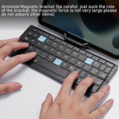 Jomaa Mini Portable Folding Bluetooth Keyboard Rechargeable for Laptop, iPad, and Phone