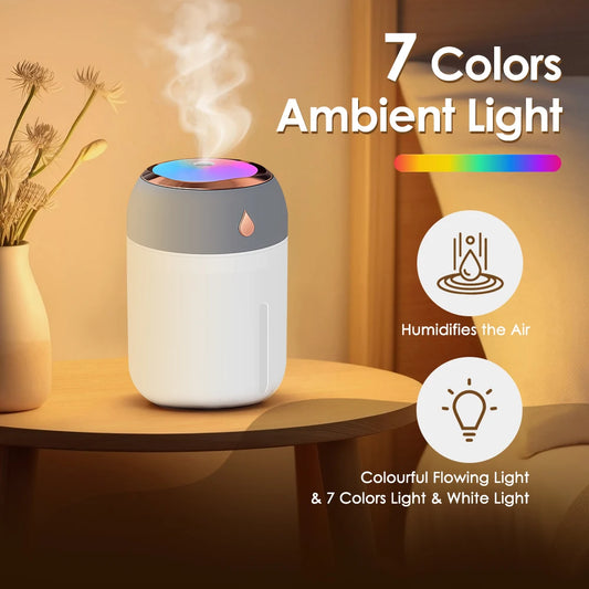 Mini USB Portable Air Humidifier with Aroma Diffuser, LED Cool Light, 330ml Mist Purifier for Room, Home, Car, and Plants