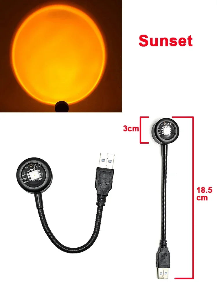 USB Sunset Projection Lamp – Ambient Mood Light for Bedroom, Living Room, Bar, and Photography Backdrops &nbsp;