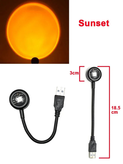 USB Sunset Projection Lamp – Ambient Mood Light for Bedroom, Living Room, Bar, and Photography Backdrops &nbsp;