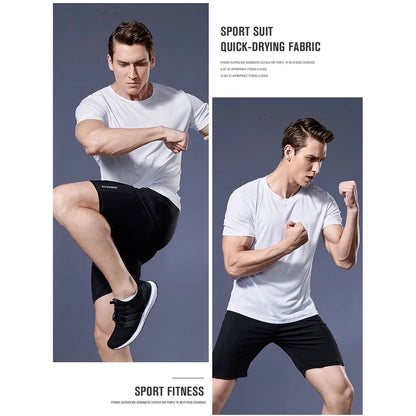 Men’s Summer Ice Silk Quick-Dry T-Shirt – Breathable High-Stretch Gym &amp; Running Top