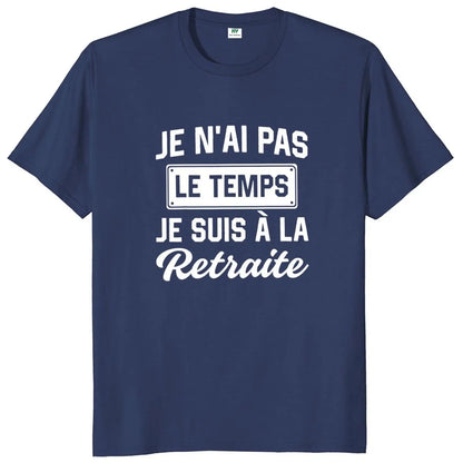 Retro "My Retirement" T-Shirt – Funny French Retired Dad Gift for Men, Papa Clothing, 100% Cotton Casual Unisex Tee, EU Sizes Available