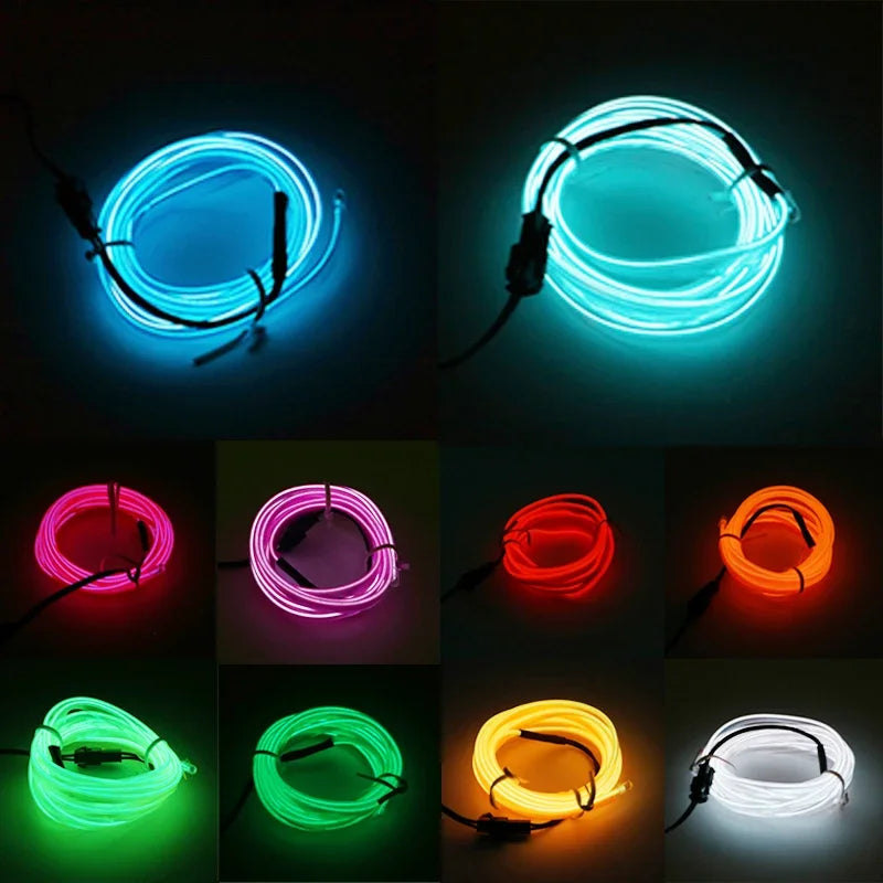 Flexible EL Neon LED Strip Light – USB Powered Car Interior Ambient Lamp (1M/2M/3M/5M)
