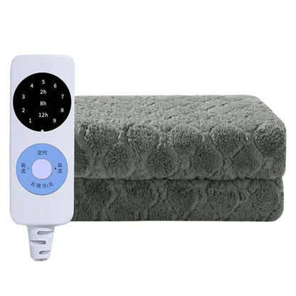 1.5M Velvet Plush Electric Heating Blanket – Winter Warm Thermal Throw Pad for Bed, Grey