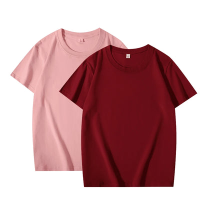 2-Pack Basic Solid Color T-Shirts for Men and Women, 100% Cotton, White and Black, Loose Fit, Short Sleeve, O-Neck, Perfect Couple Tops