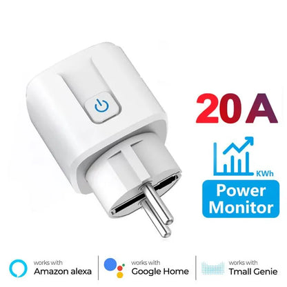 Tuya 16A/20A EU WiFi Smart Plug – Voice Control, Power Monitoring &amp; Timer Function – Works with Alexa &amp; Google Assistant