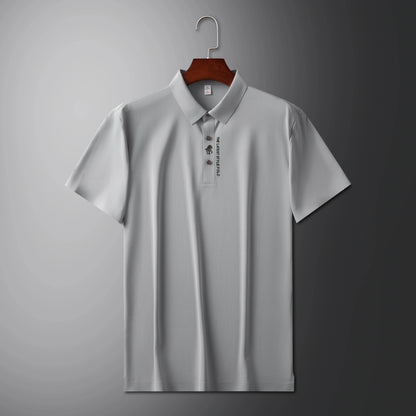Men's Premium Printed Polo Shirt – Short Sleeve, Seamless Ice Silk, Breathable Golf & Business Casual Summer Tee