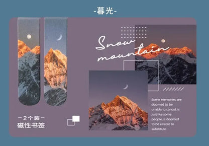 2pcs Magnetic Forest-Themed Bookmarks – Landscape Design for Book Lovers & Readers