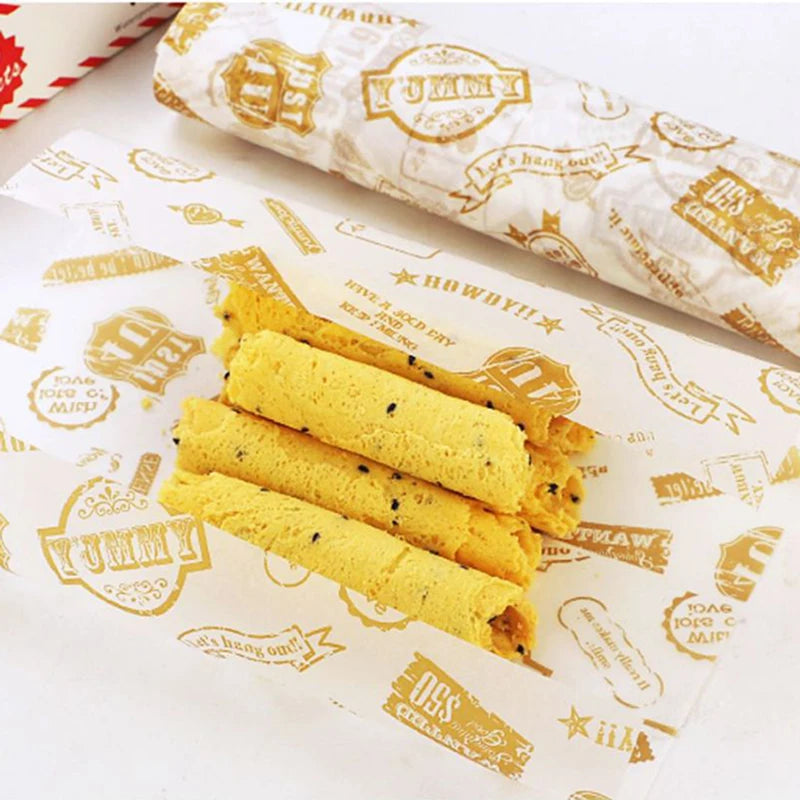 50 Pieces Food-Grade Wax Grease Paper Wrappers – Ideal for Wrapping Bread, Sandwiches, Burgers, Fries, and Baking