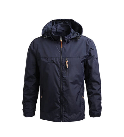 Men's Waterproof Hooded Windbreaker – Casual Outdoor Jacket for Hiking, Camping, and Fishing