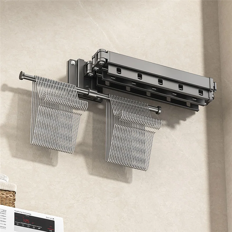 A45Z Foldable Wall-Mounted Laundry Rack – Telescopic Space-Saving Clothes Drying Solution