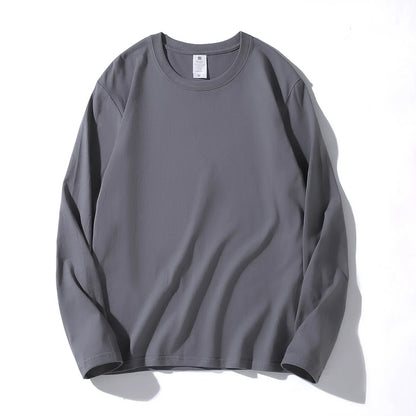 MRMT 2025 Men's 100% Cotton Long Sleeve T-Shirt – Solid Color Crew Neck Casual Top