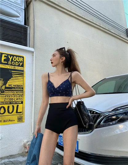 Women's High-Waist Black Shorts – Slim Fit Solid Color Summer Bottoms for Dance, Club, K-pop, and Streetwear Style (Up to 5XL)