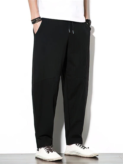2025 Men's Baggy Cotton Linen Pants – Loose Wide-Leg Casual Trousers, Chinese-Style Summer Joggers, Breathable Walking Sweatpants &nbsp;