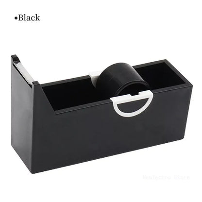 Plastic Roller Tape Dispenser with Cutter – Adhesive Tape Holder for Office, School, and Packing Supplies