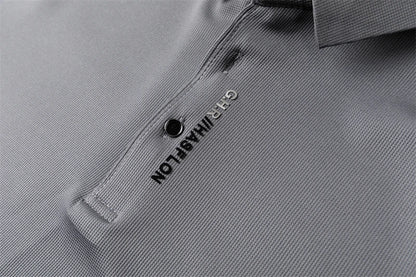 Men's Long Sleeve Polo Shirt – Solid Color, Business Casual, Stylish & Breathable Shirt with Badge Design