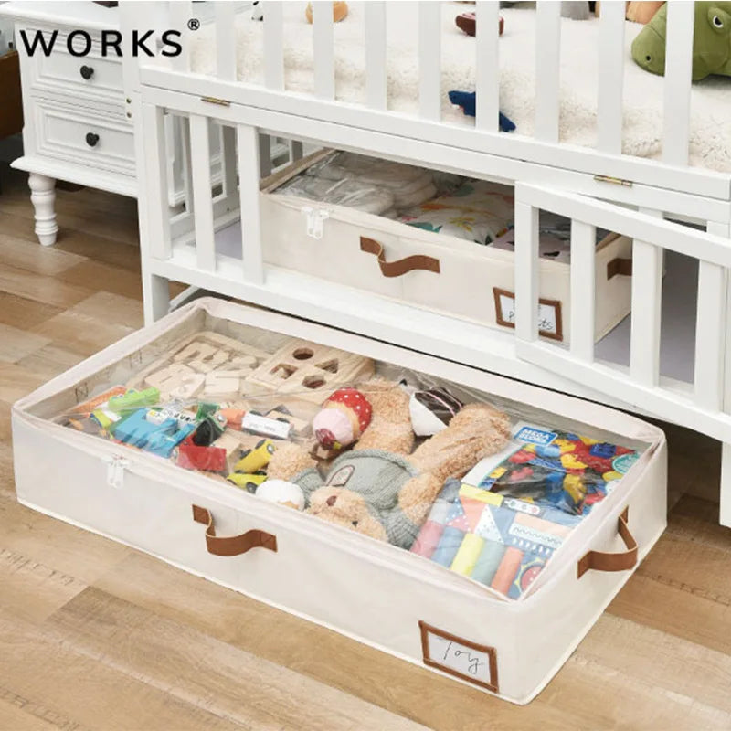 4-Pack Foldable Underbed Storage Boxes for Clothes – Durable Clothes Organizer with Sturdy Frame and Thick Fabric