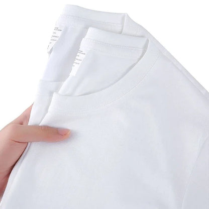 Unisex 100% Cotton White Tee – Breathable, Loose-Fit Round Neck Short Sleeve Top