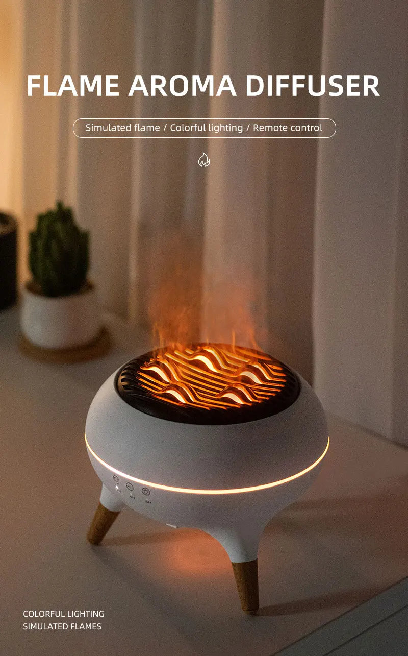 350ML Flame-Effect Jellyfish Aroma Diffuser – Dynamic Essential Oil Air Humidifier with Gradient LED Night Light for Desktop Use