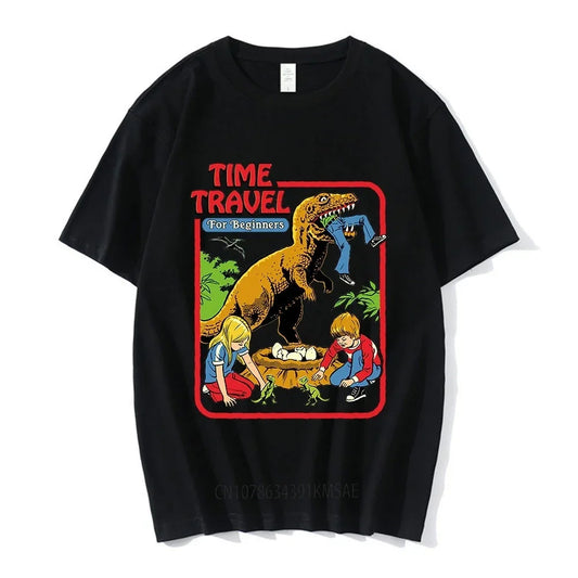 Beginner's Time Travel Graphic Tee – Oversized Unisex Cotton T-shirt for Casual, Gothic, and Streetwear Style