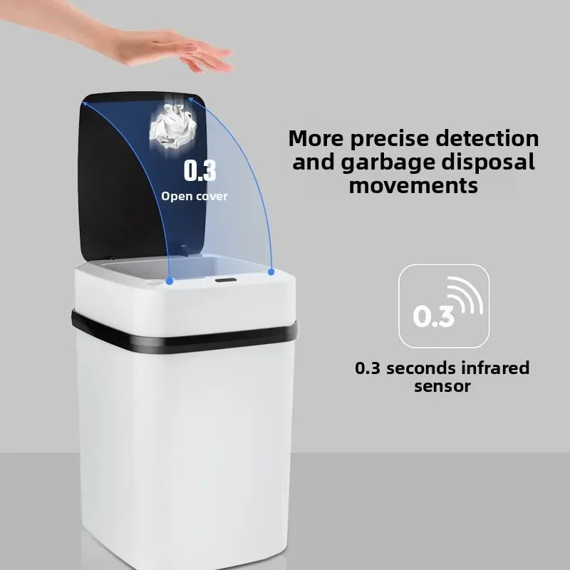 13L Automatic Sensor Trash Can – Smart Touchless Bin with Lid for Bathroom, Living Room &amp; Toilet Use