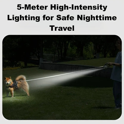 3/5M LED Retractable Dog Leash – Tangle-Free 360° Swivel Pet Walking Lead with Explosion-Proof Nylon Rope