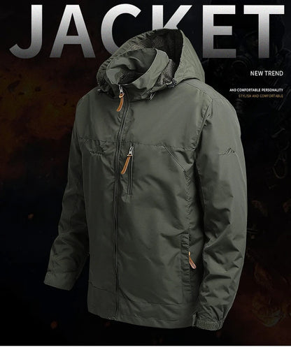 Men's Waterproof Hooded Windbreaker – Casual Outdoor Jacket for Hiking, Camping, and Fishing