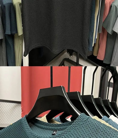 Men's Summer Ice Silk Mesh T-shirt – Lightweight Short Sleeve Breathable Tee, 2025 Solid Color Casual Top