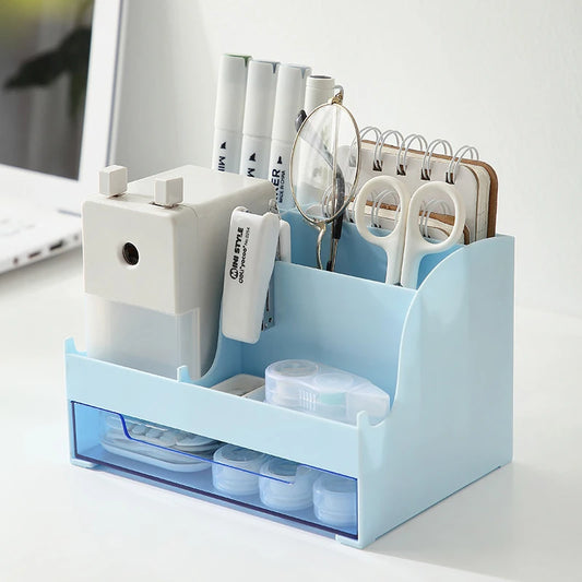 Multi-Purpose Desktop Organizer with Drawer – Large Capacity Storage Box for Pens, Stationery, Cosmetics & Lipsticks