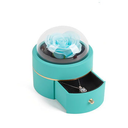 Romantic Rose-Shaped Velvet Jewelry Gift Box – Round Ring & Necklace Packaging for Valentine's Day, Christmas, or Proposals
