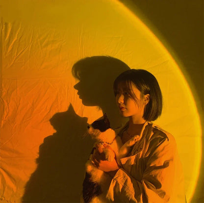 USB Sunset Projection Lamp – Ambient Mood Light for Bedroom, Living Room, Bar, and Photography Backdrops &nbsp;