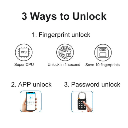 Smart Fingerprint Padlock – Keyless Biometric Security Lock with Password Access, Anti-Theft Protection, and TTLOCK/Tuya App Control