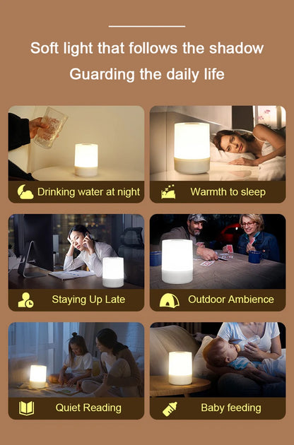 Dimmable Bedside LED Night Light Rechargeable Desktop Lamp for Bedroom Reading and Decoration