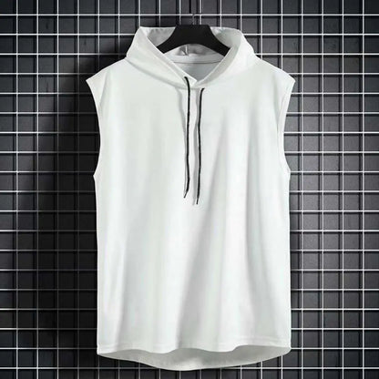 Men’s Sleeveless Gym Hoodie – Lightweight Summer Sports Vest with Hood | Casual Fitness Tank Top