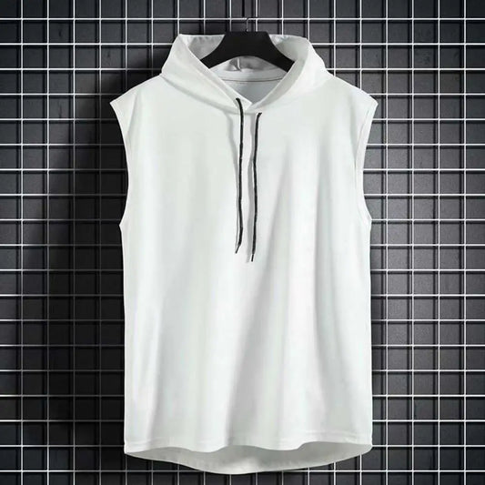 Men’s Sleeveless Gym Hoodie – Lightweight Summer Sports Vest with Hood | Casual Fitness Tank Top