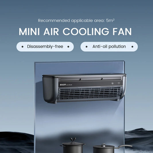 EDON E868 Wall-Mounted Leafless Air Cooling Fan – 20W Power, Quick Cooling, Easy Installation for Home & Kitchen