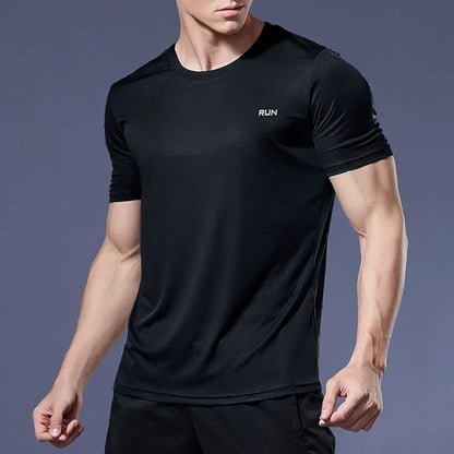 Men’s Summer Ice Silk Quick-Dry T-Shirt – Breathable High-Stretch Gym &amp; Running Top