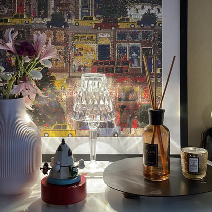 USB-Powered Diamond Crystal LED Table Lamp – Acrylic Decorative Night Light for Bedroom, Living Room, or Restaurant Ambiance