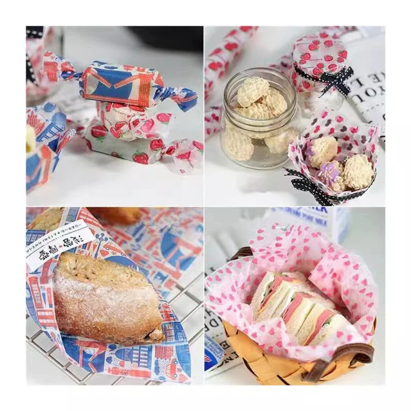 50 Pieces Food-Grade Wax Grease Paper Wrappers – Ideal for Wrapping Bread, Sandwiches, Burgers, Fries, and Baking