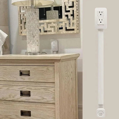 New 1-Piece Power Socket Extender with 2 Outlets, 180° Rotatable and Stretchable Length, Punch-Free Power Strip Extension Cord
